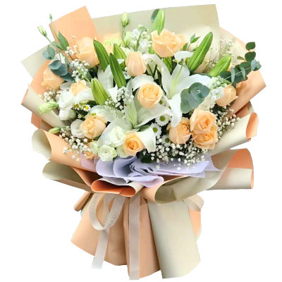 泰安19朵香槟玫瑰百合，你是我的真爱