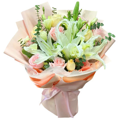 泰安10朵玫瑰百合混搭，爱是难忘时刻