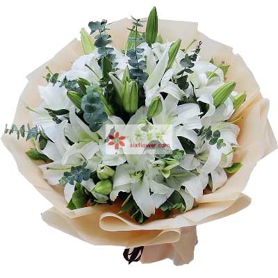 泰安9支白色多头百合，祝福你幸福